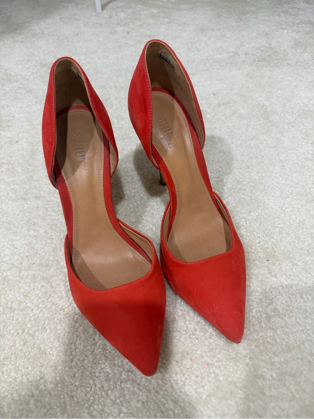 SCHUTZ Red Pointed-Toe D'Orsay Pumps